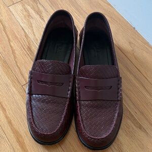 rag & bone Burgundy Woven Leather Penny Loafers